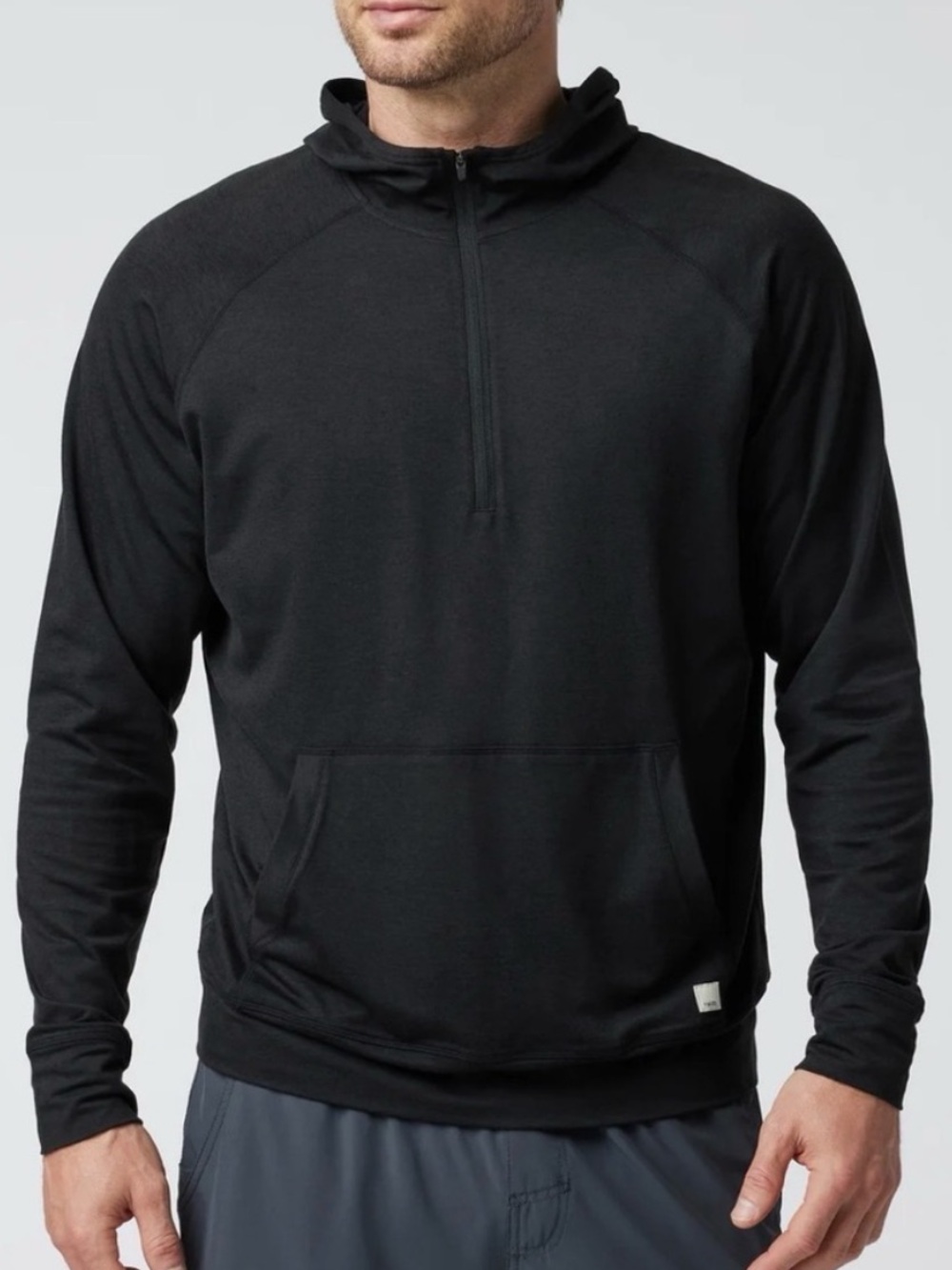 Vuori Men's Ponto Performance Half Zip Hoodie Black Heather Dreamknit XL
